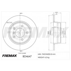 DISCO FRENO POSTERIORE BMW SERIE 1 E81 E87 - FREMAX BD4647 - ATE 410314 - 34216764647 - 34216855001