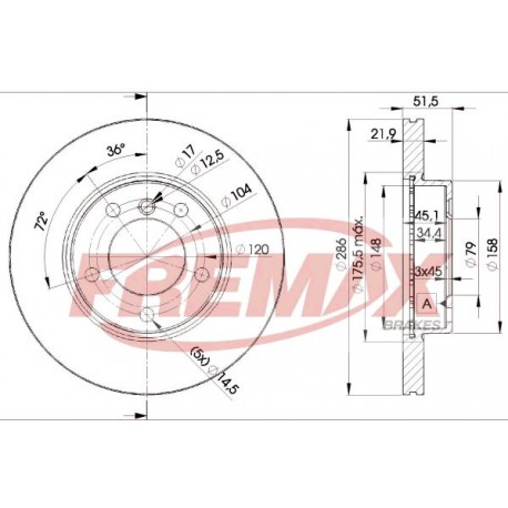 DISCO FRENO ANTERIORE BMW SERIE 3 E36 E46 Z3 Z4 - FREMAX BD0674 - ATE 422115 - 34111160674 - 34111164199 - 34111164921